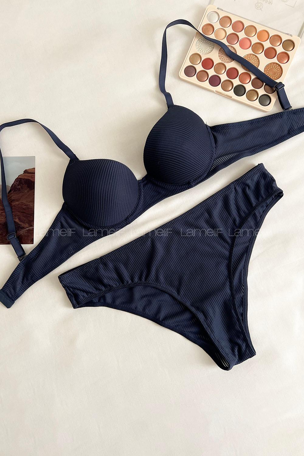 Lamelif Aria Destekli Fitilli Takım Lacivert Renk