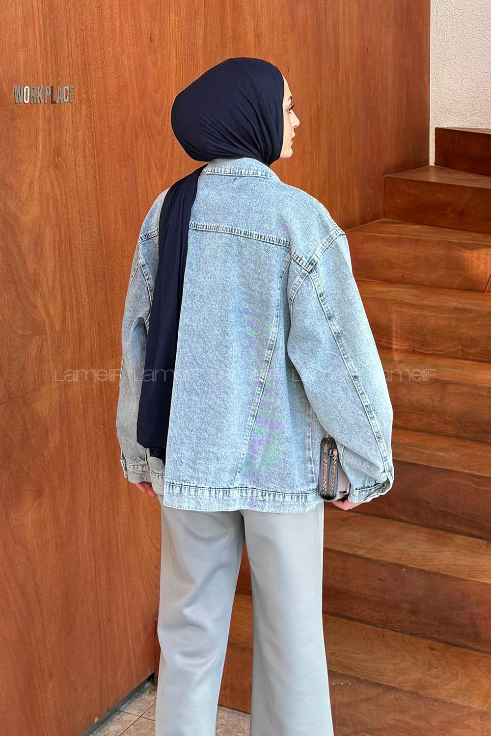 Lamelif Boyfriend Kot Ceket Açık Mavi