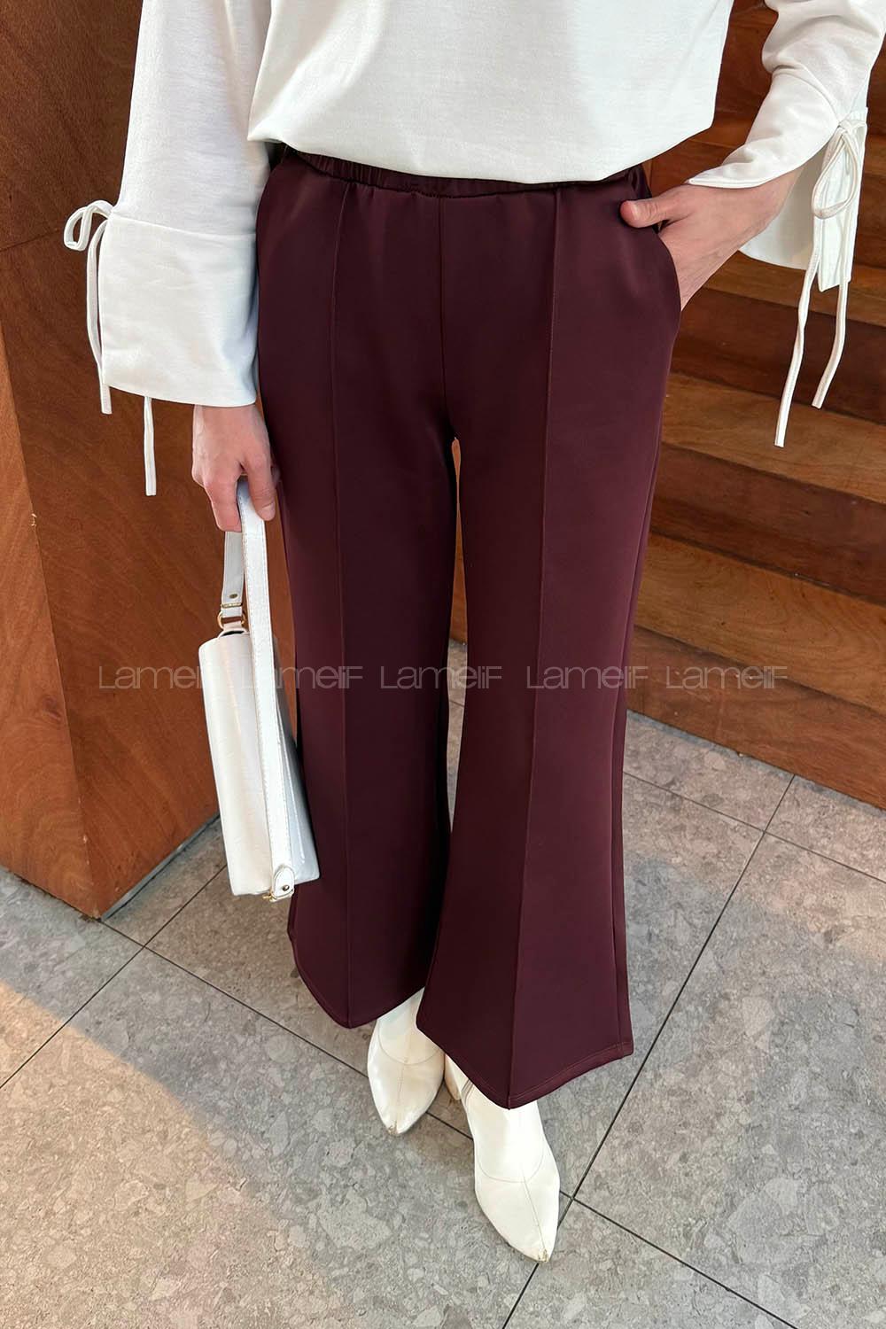 Lamelif Çımalı Scuba Pantolon Bordo