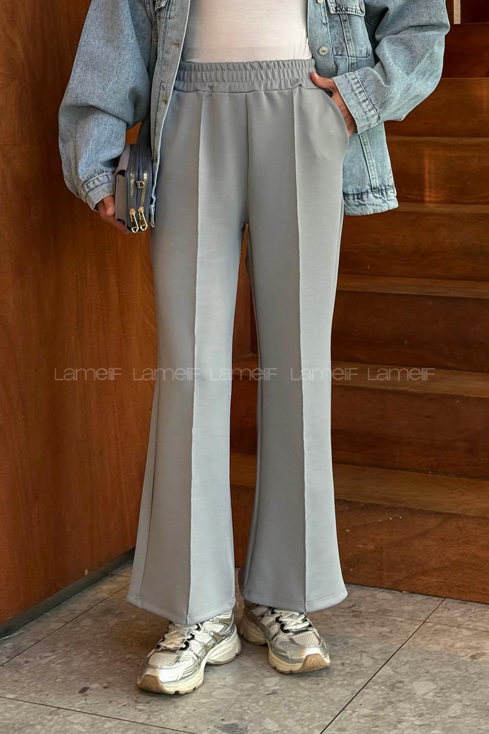 Lamelif Çımalı Scuba Pantolon Gri