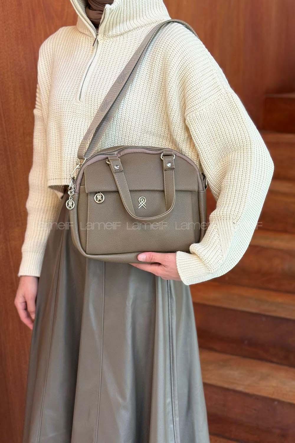 Soft Brown With Zipper Skin Hand Bag Bag