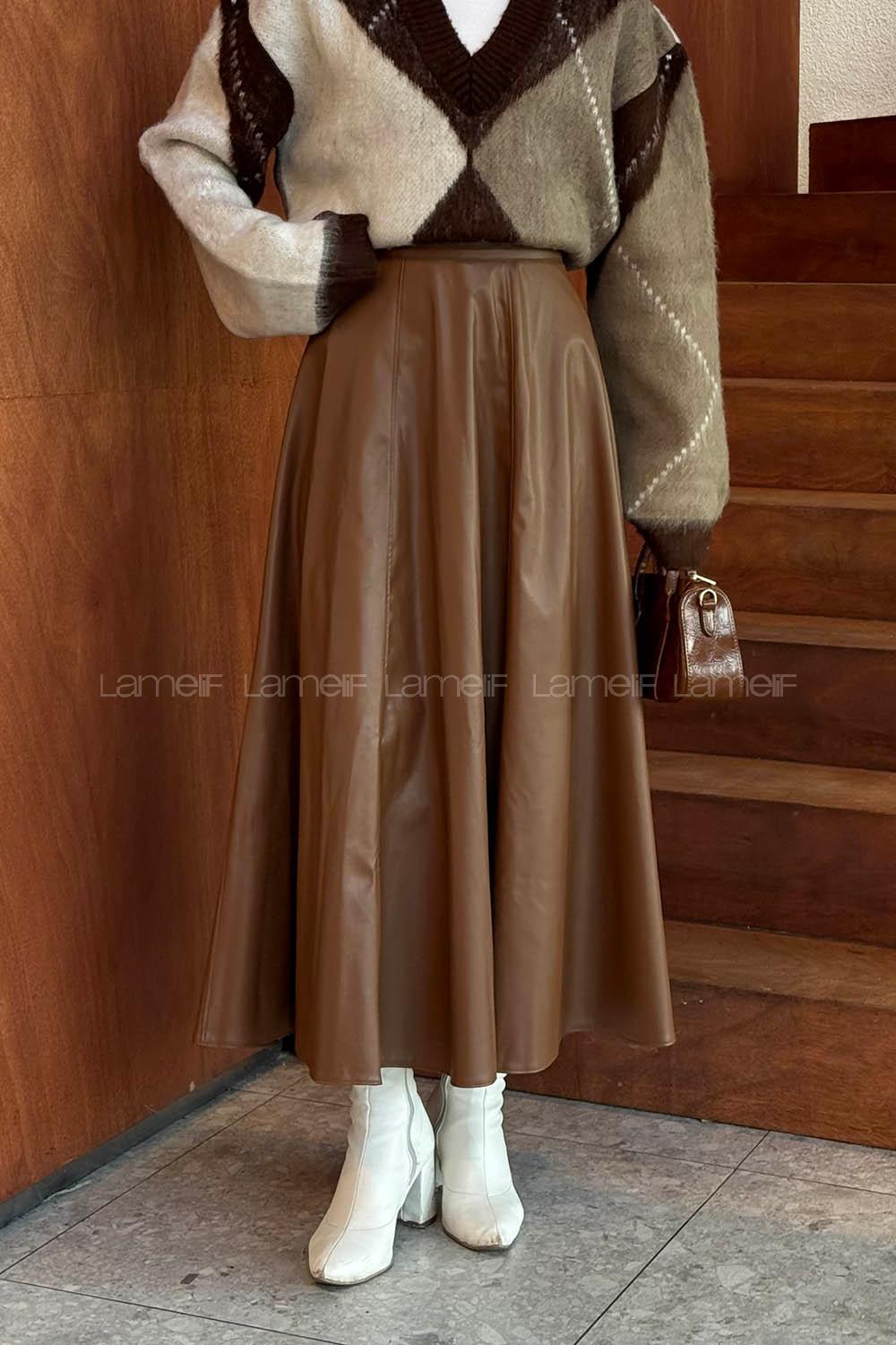 Lamelif Deri Etek Taba