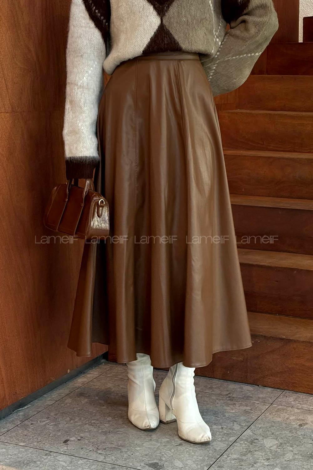 Lamelif Deri Etek Taba