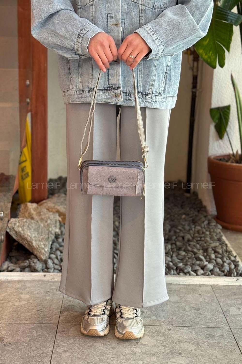 Lamelif Messenger Çanta Kadın Gri