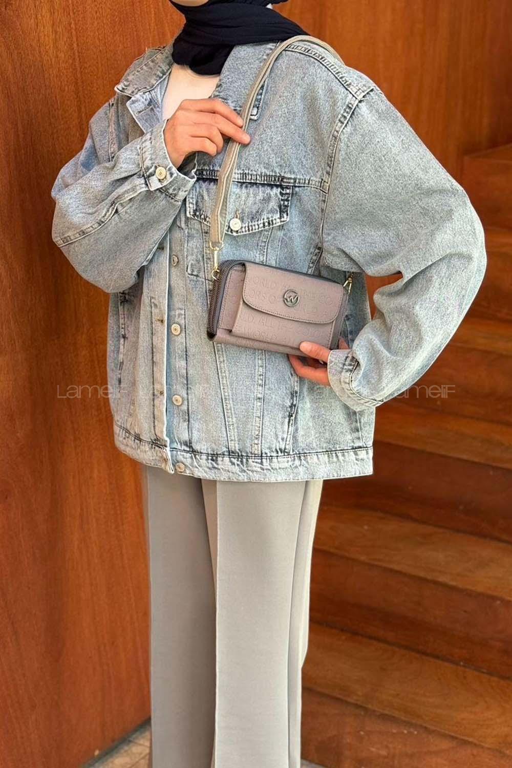 Lamelif Messenger Çanta Kadın Gri