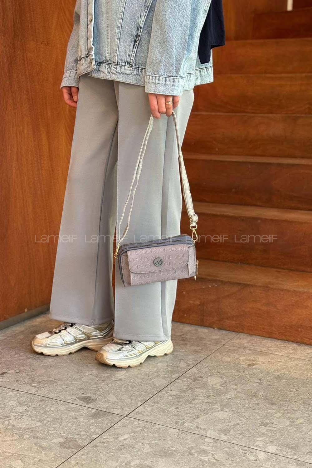 Lamelif Messenger Çanta Kadın Gri