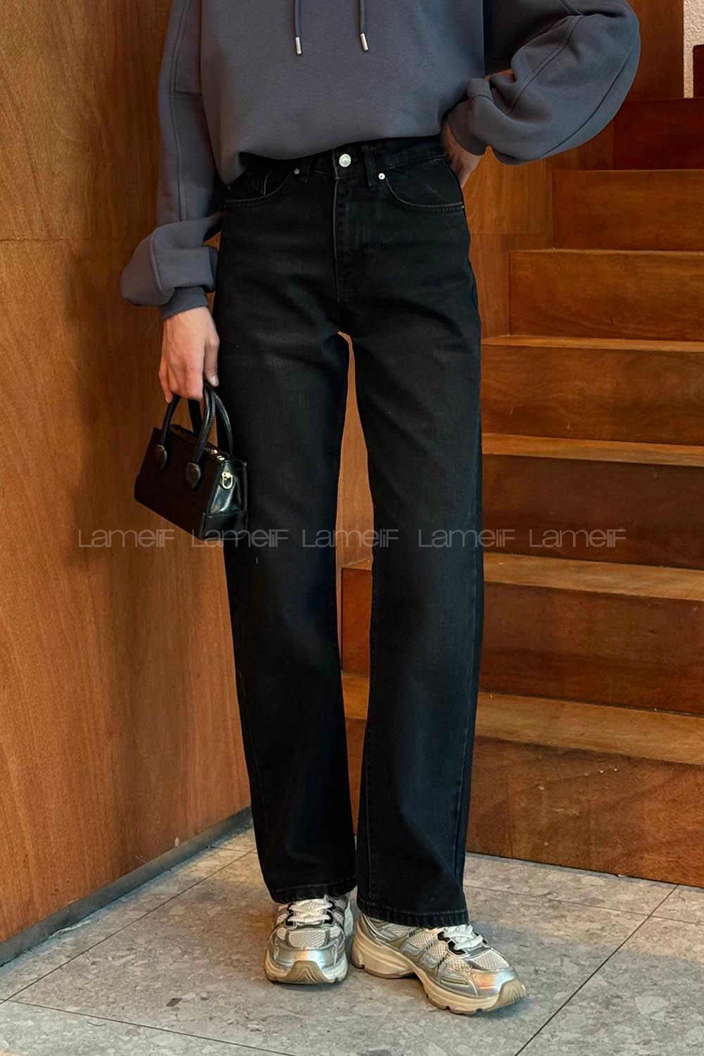 Smoked Denim Normal Waist Denim Pants