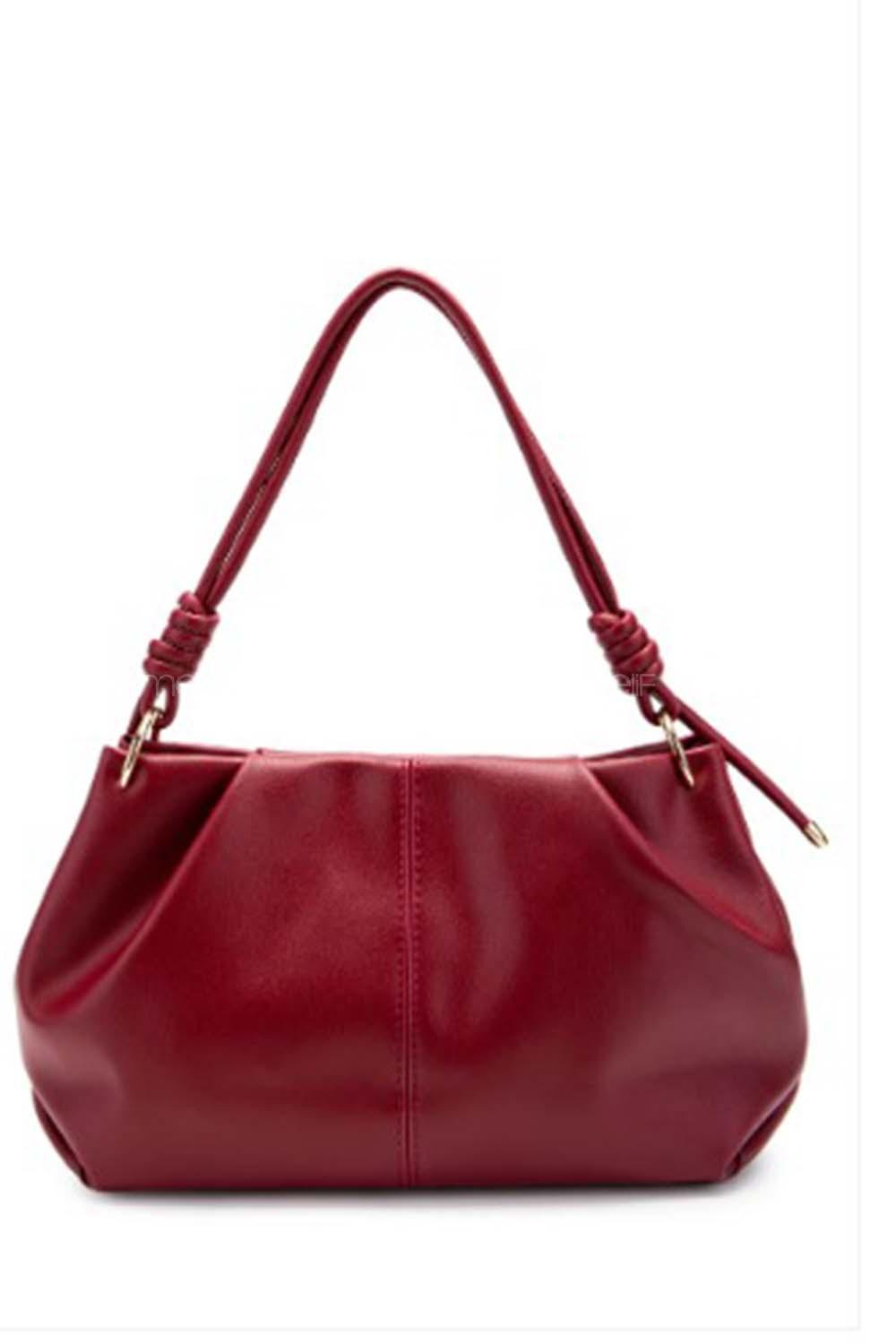 Lamelif Büzgü Detaylı Suni Deri Chen Kol Çanta Bordo