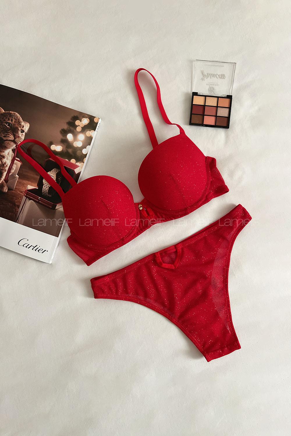 Red Cotton Fabric Underwire Support Bralet