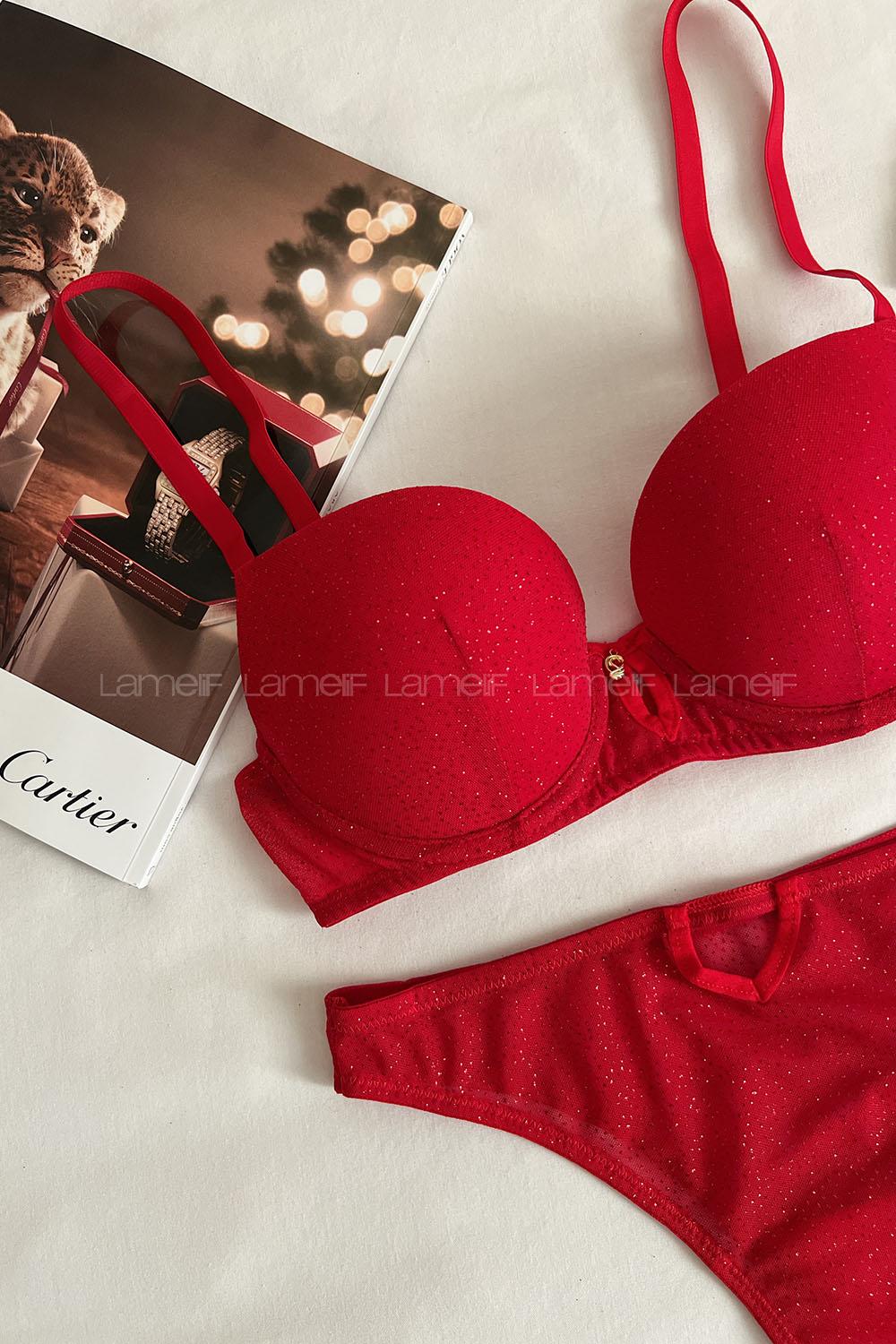 Red Cotton Fabric Underwire Support Bralet