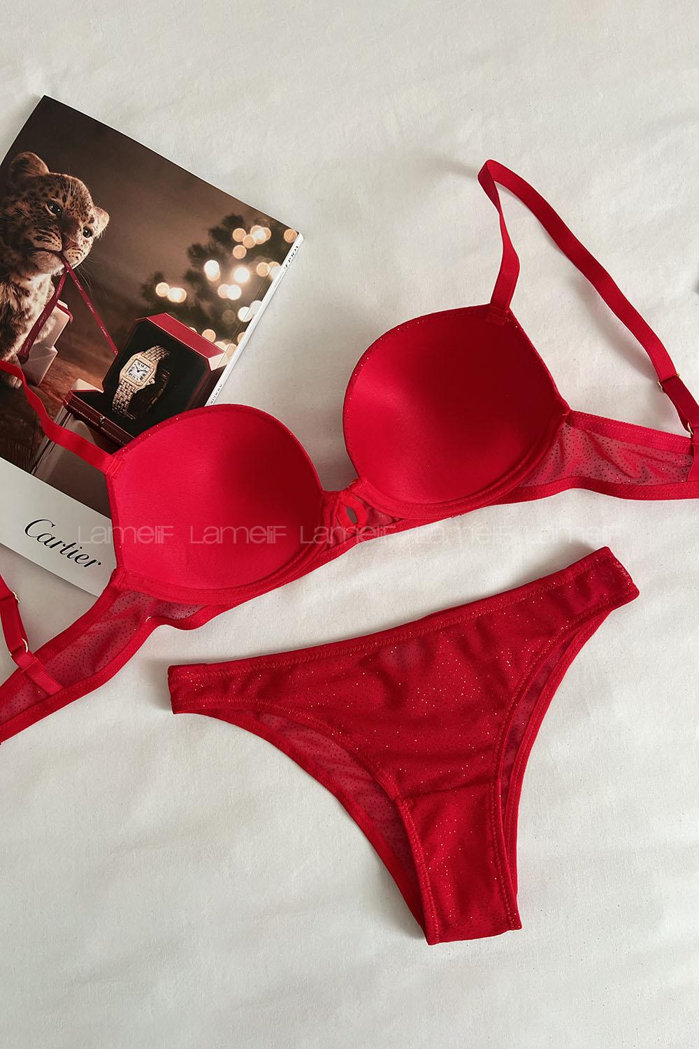 Red Cotton Fabric Underwire Support Bralet