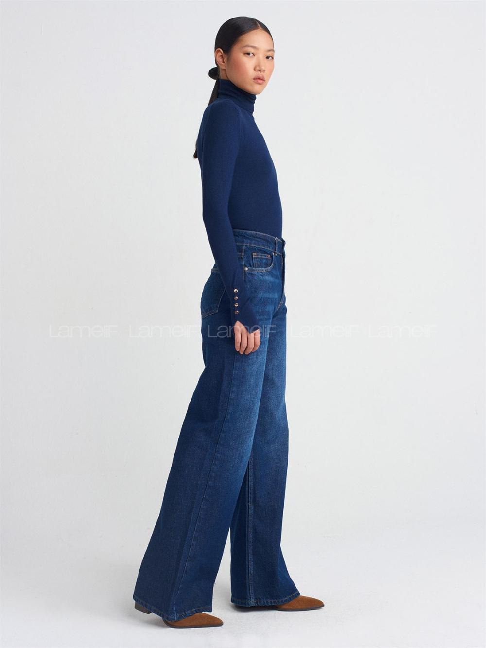 Lamelif Dilvin Balıkçı Yaka Kazak Lacivert