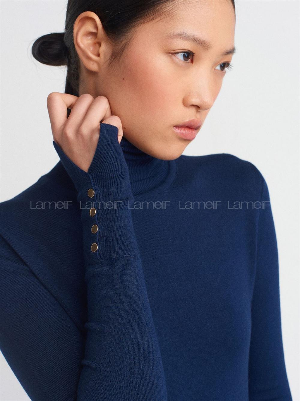 Lamelif Dilvin Balıkçı Yaka Kazak Lacivert