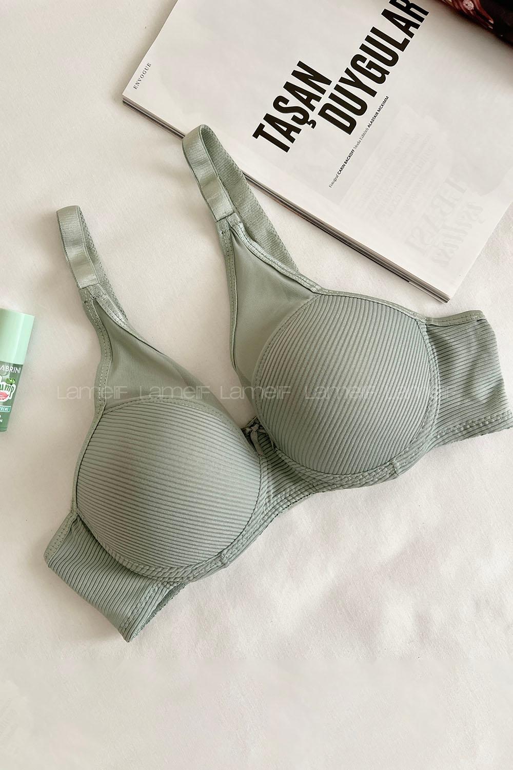 Lamelif Dantelli Tüllü Push Up Sütyen