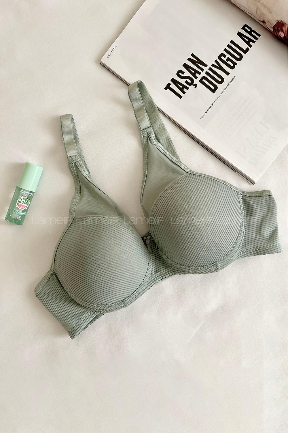 Lamelif Dantelli Tüllü Push Up Sütyen