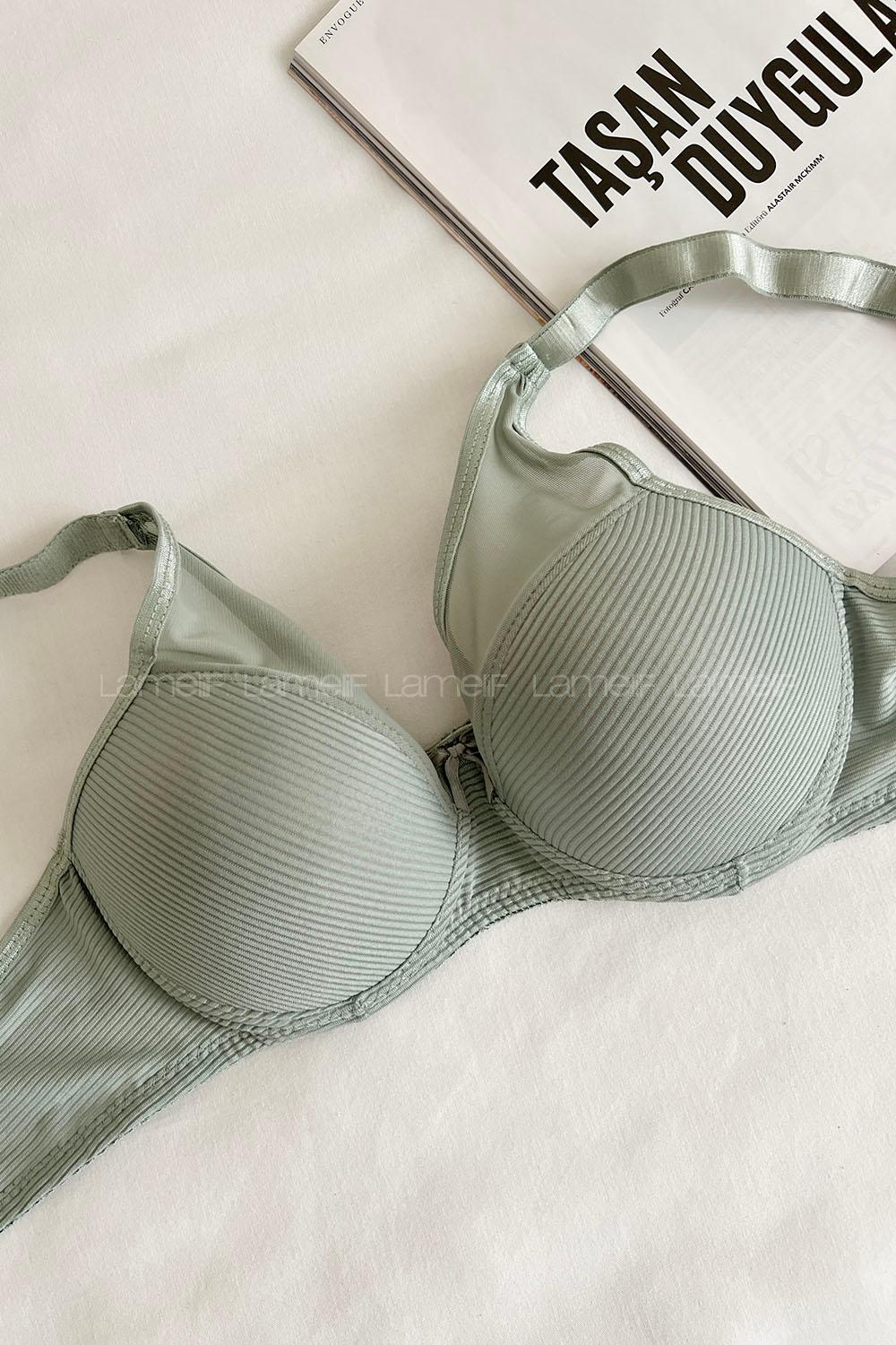 Lamelif Dantelli Tüllü Push Up Sütyen