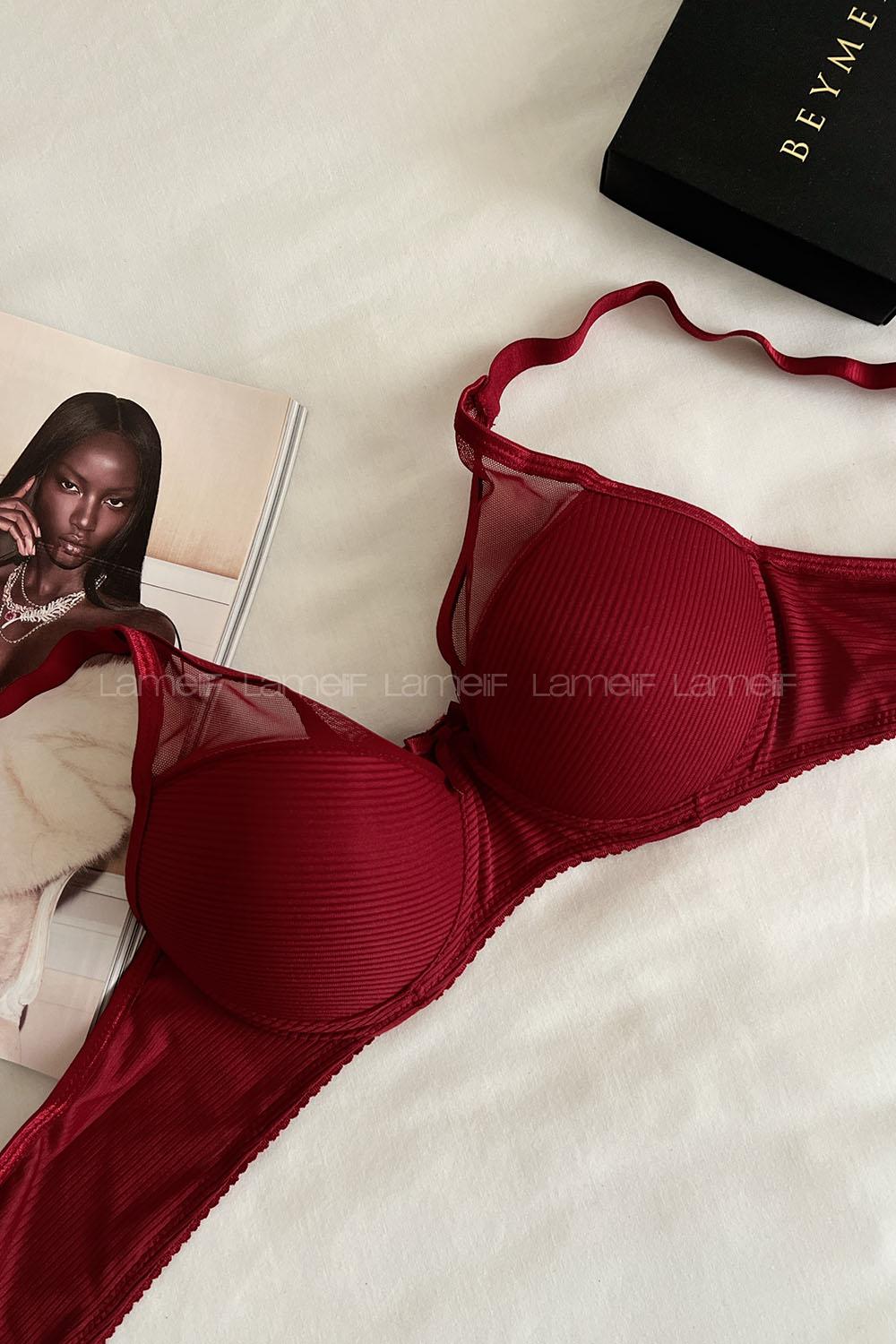 Lamelif Dantelli Tüllü Push Up Sütyen