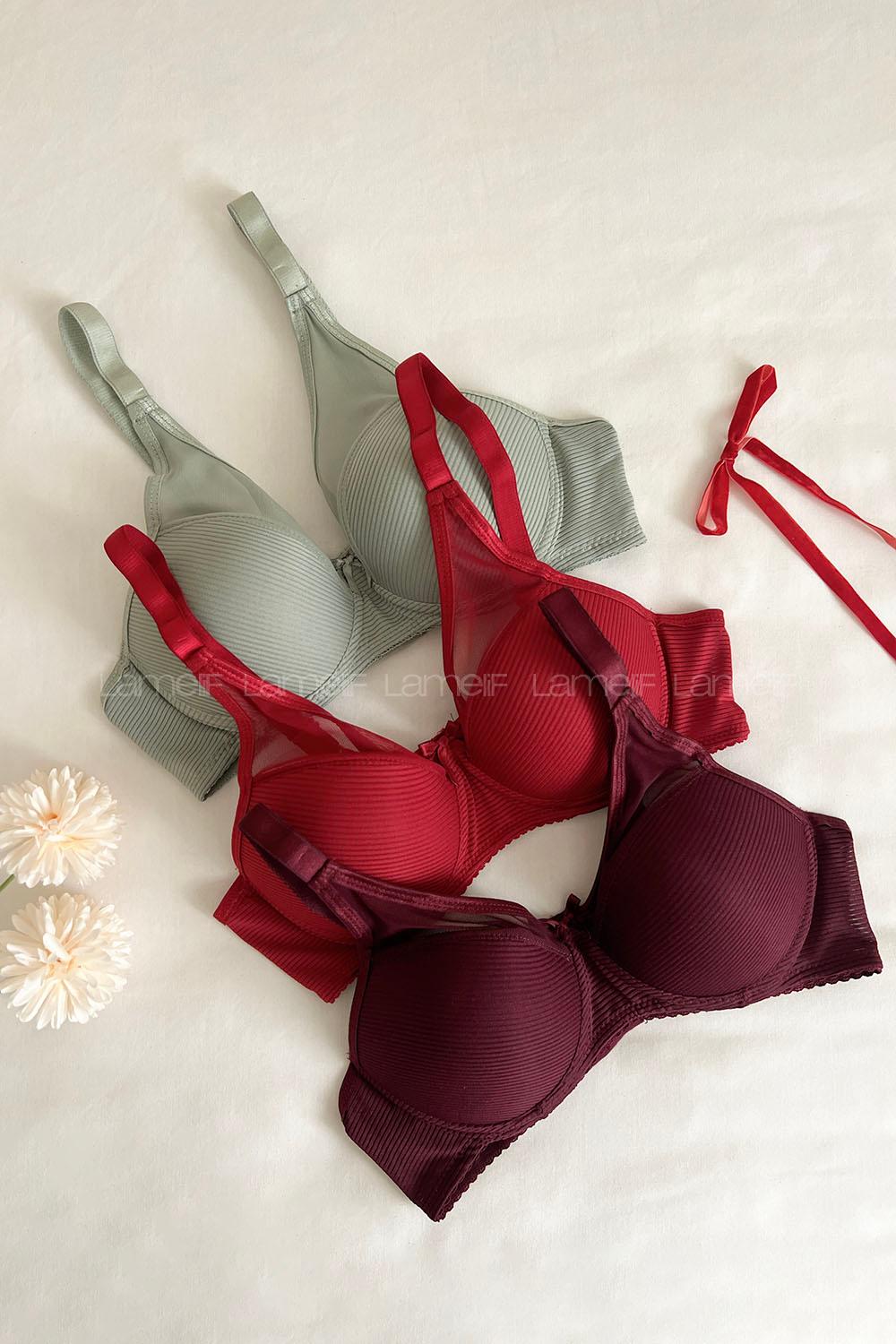 Lamelif Dantelli Tüllü Push Up Sütyen