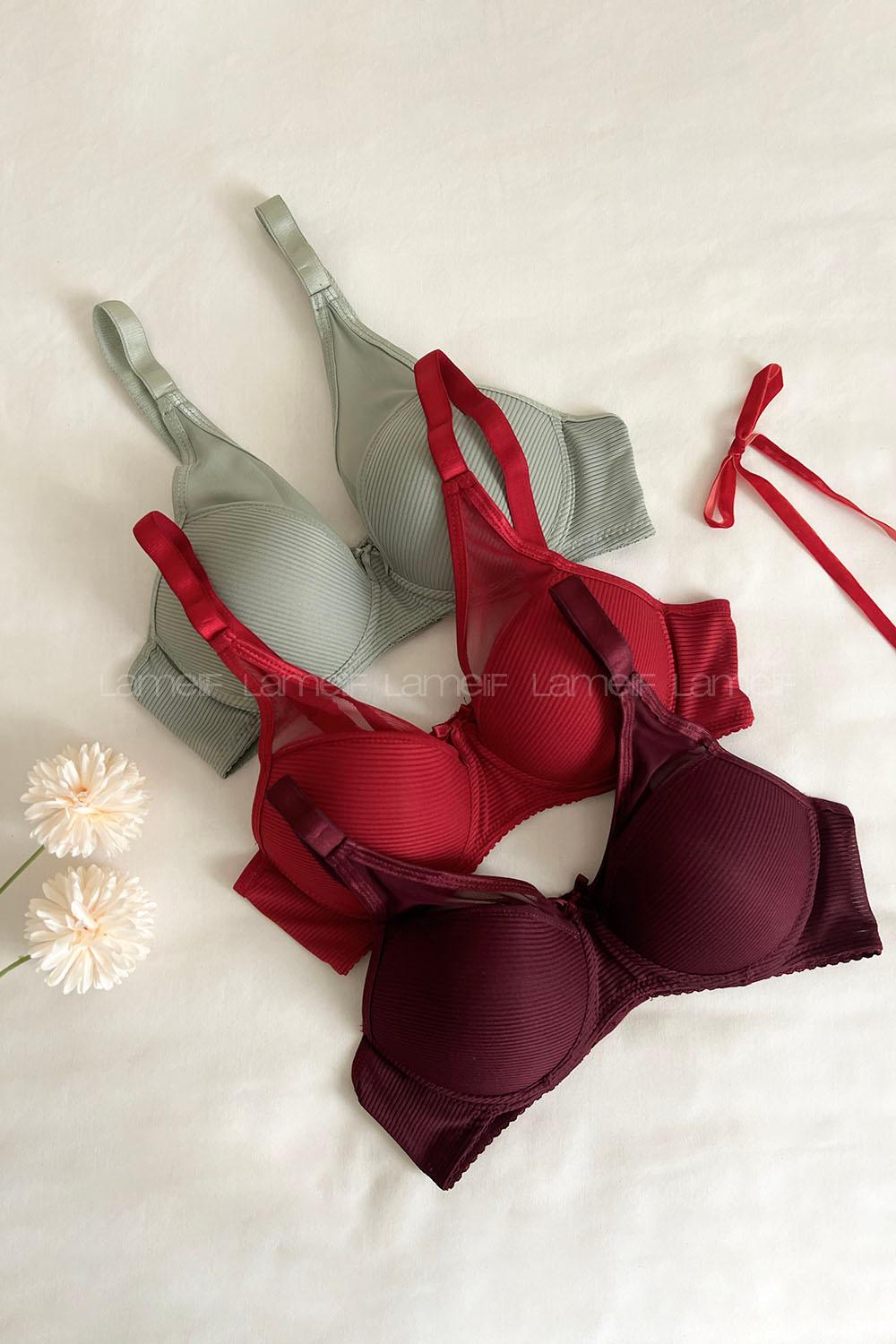 Lamelif Dantelli Tüllü Push Up Sütyen