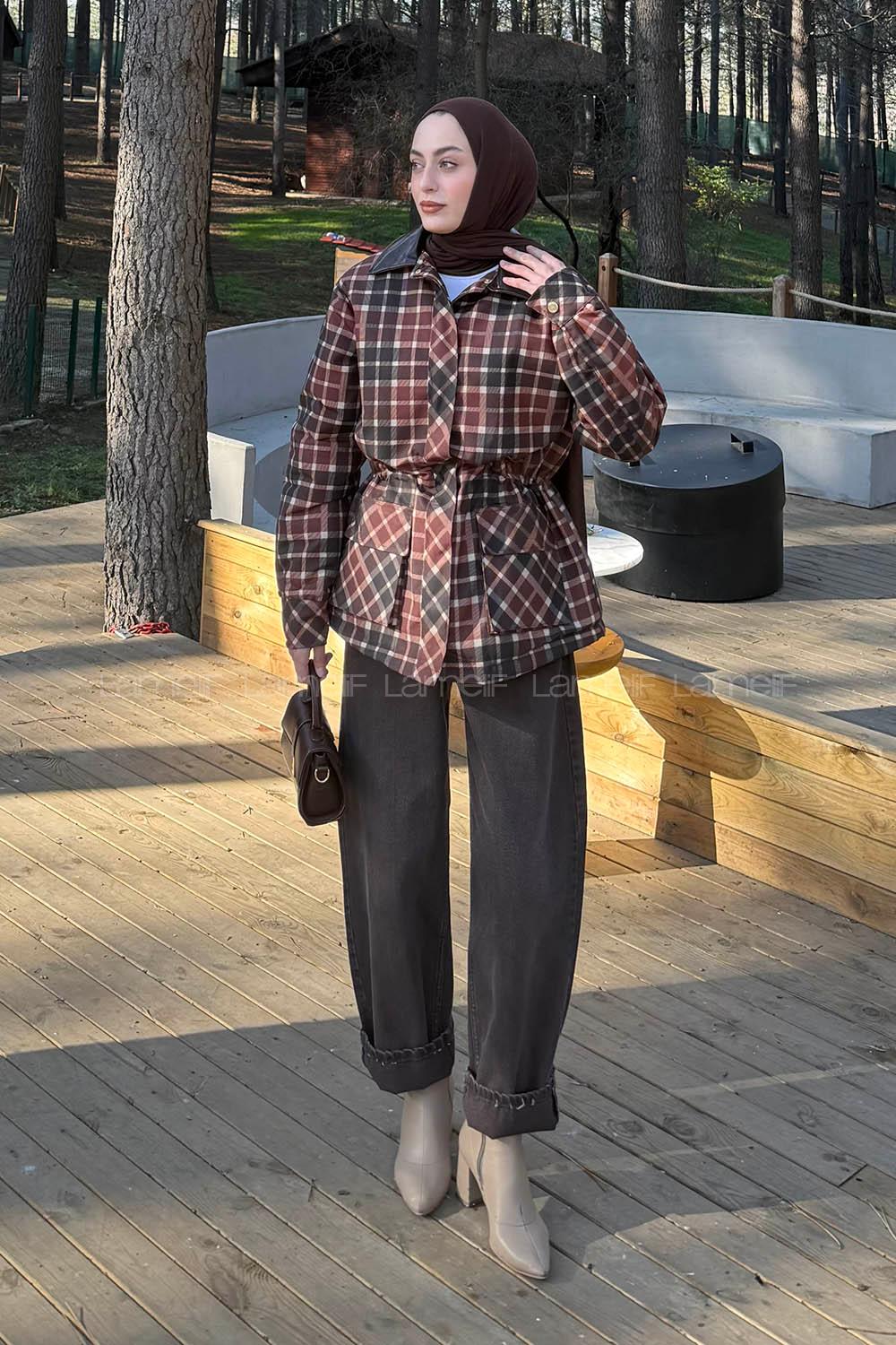 Brown Shirt Collar Long Arm Coat