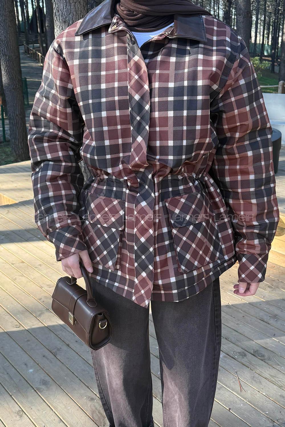 Brown Shirt Collar Long Arm Coat