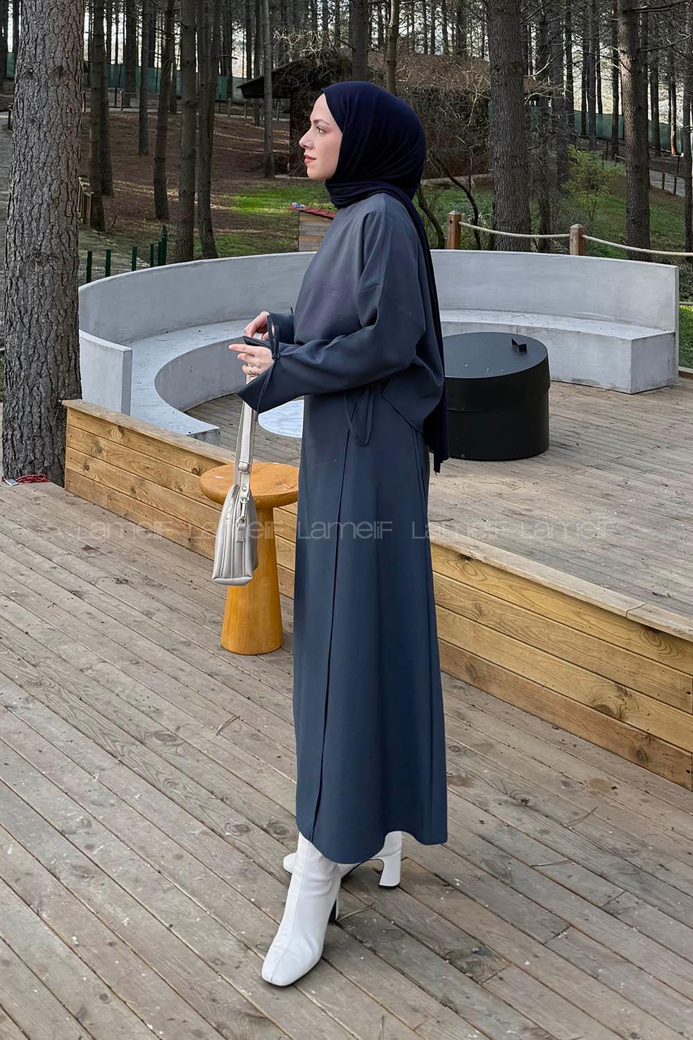 Lamelif Eteği Bağlama Detaylı Takım Antrasit