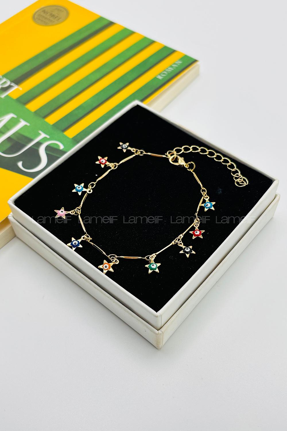 Multicolored Without Accessories Gold Straight Wristband