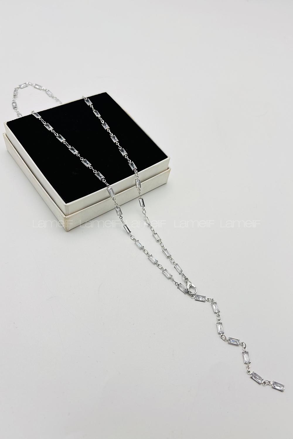 Lamelif Gümüş Çokrenkli Baget Y Kolye