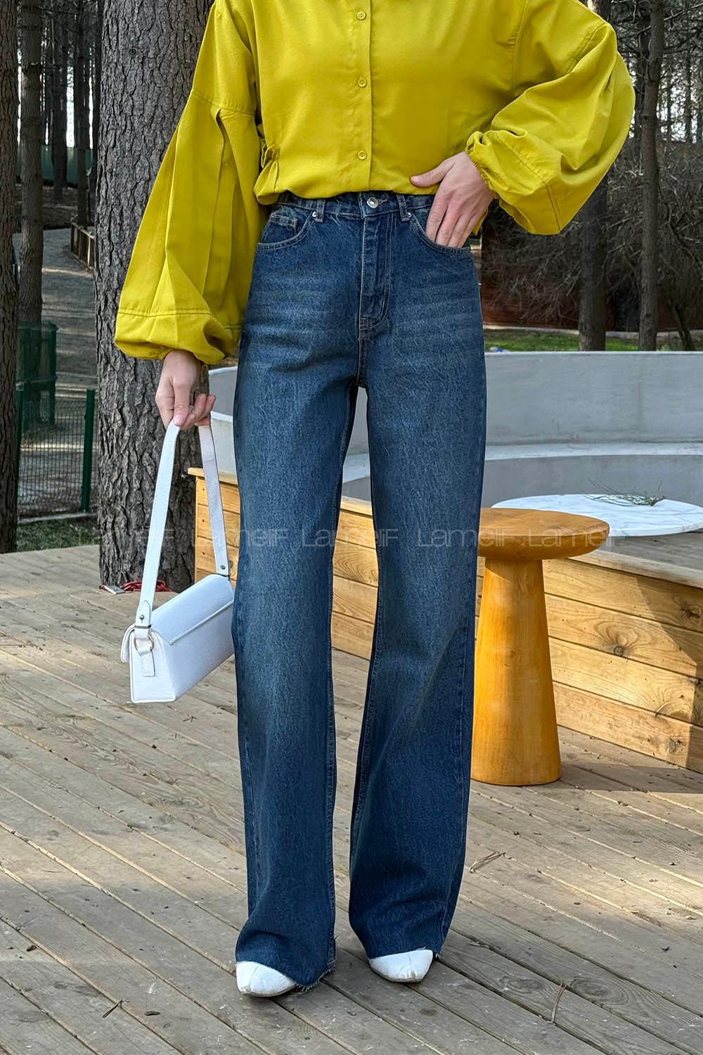 Blue-3 Denim High Waist Denim Pants