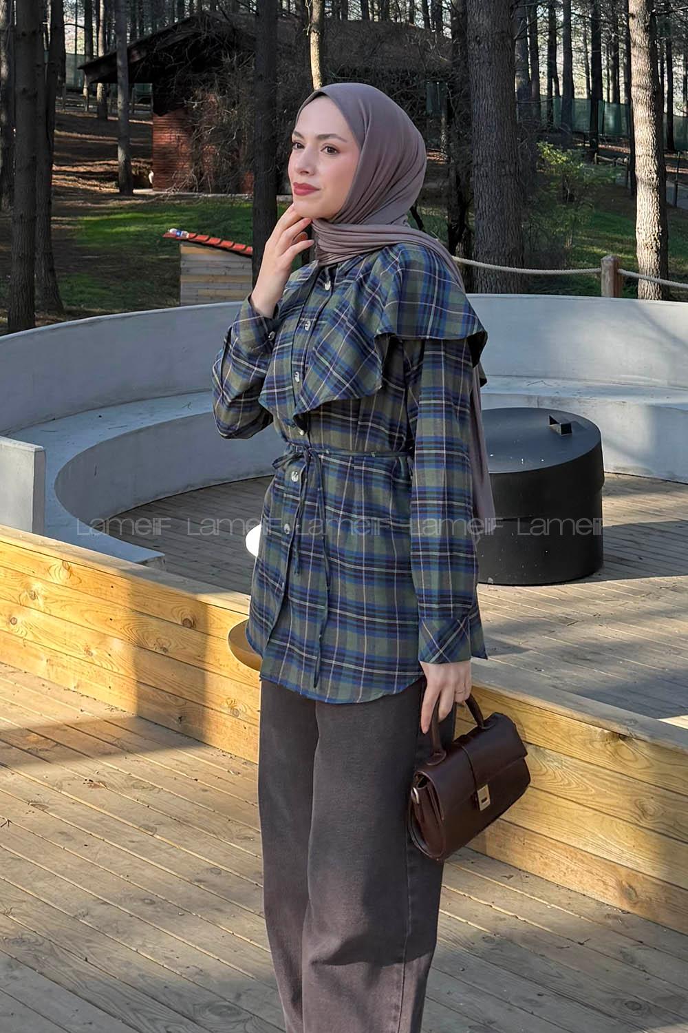 Lamelif Şal Yaka Gömlek Haki