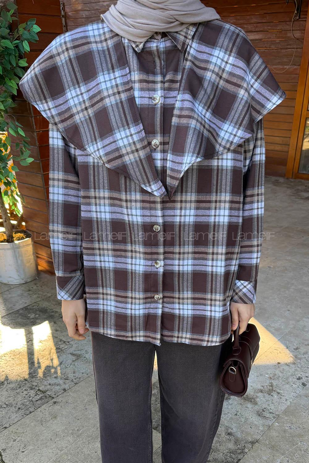 Lamelif Şal Yaka Gömlek Vizonrengi