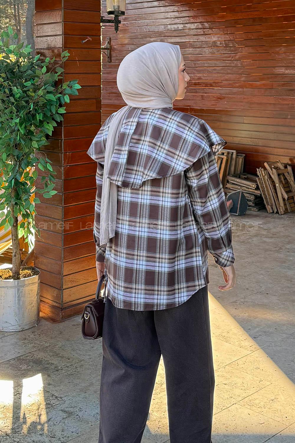 Lamelif Şal Yaka Gömlek Vizonrengi
