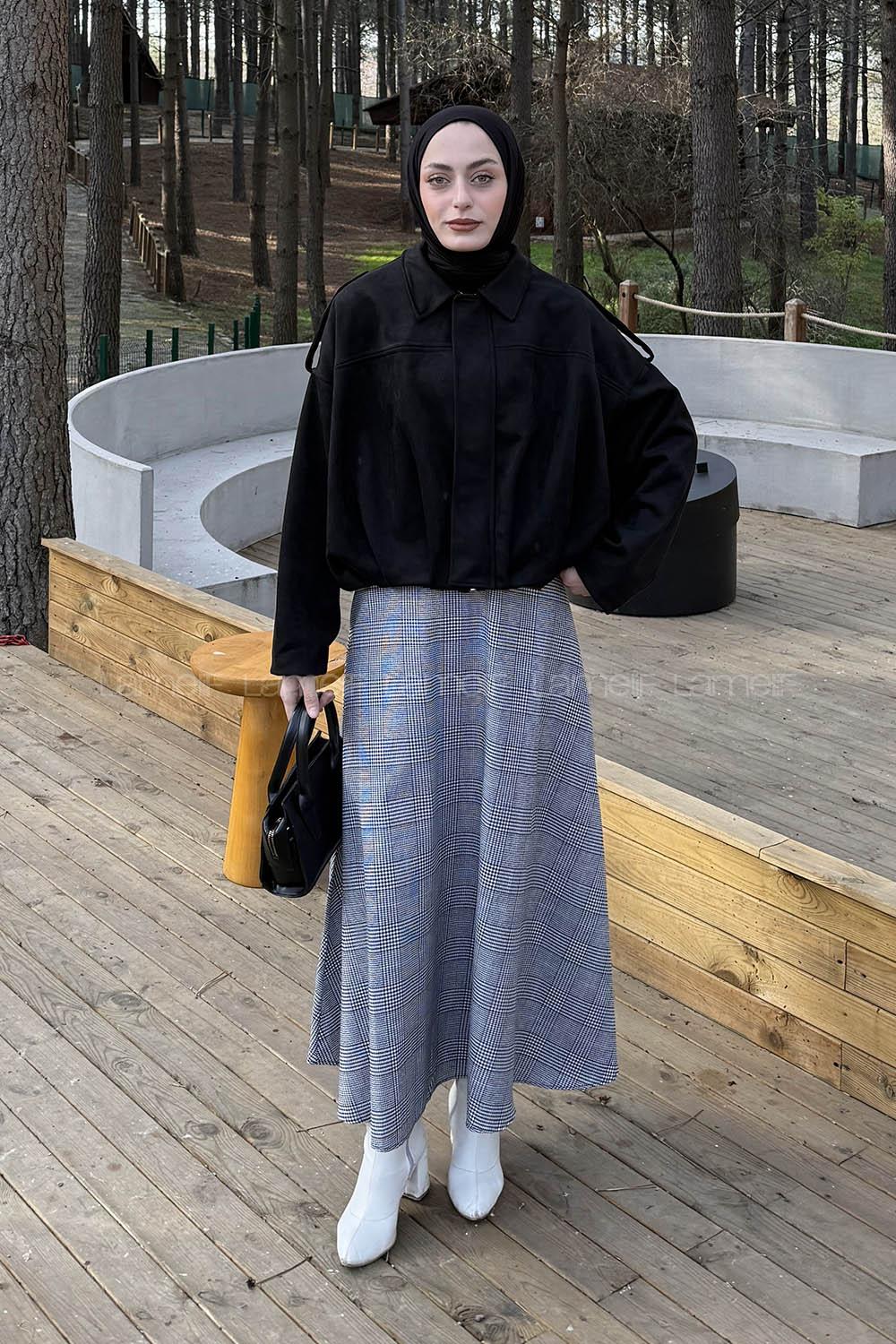 Lamelif Omuz Apoletli Süet Ceket Siyah