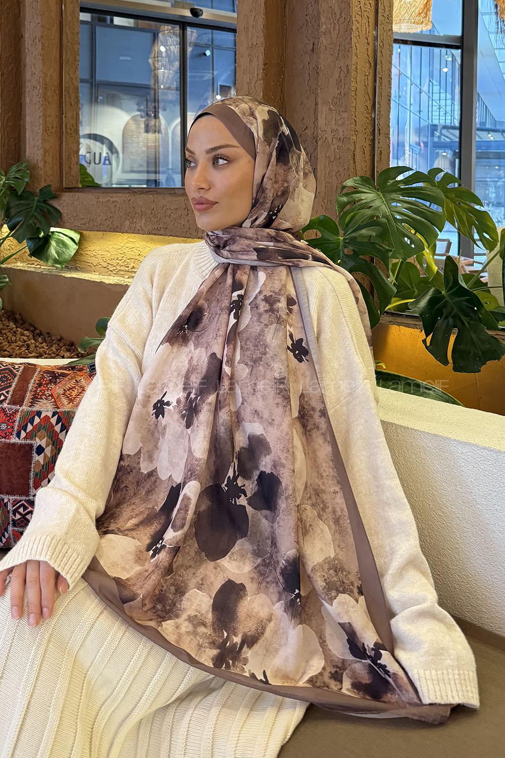 Lamelif Batik Desen Müslin Şal Toprak