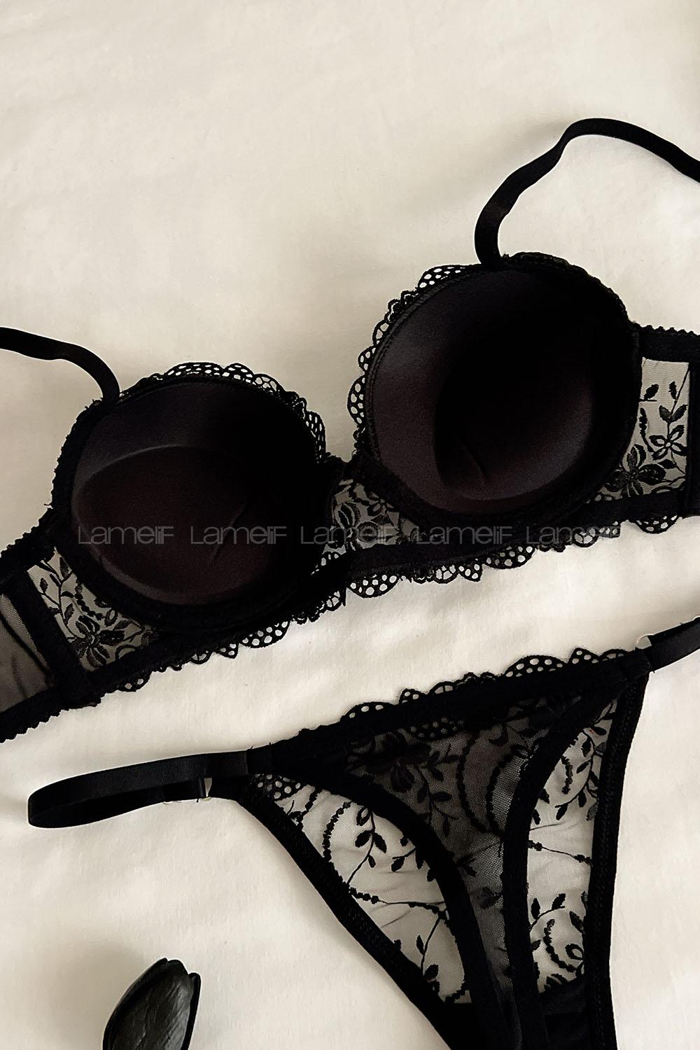 Black Cotton Fabric Underwire Support 