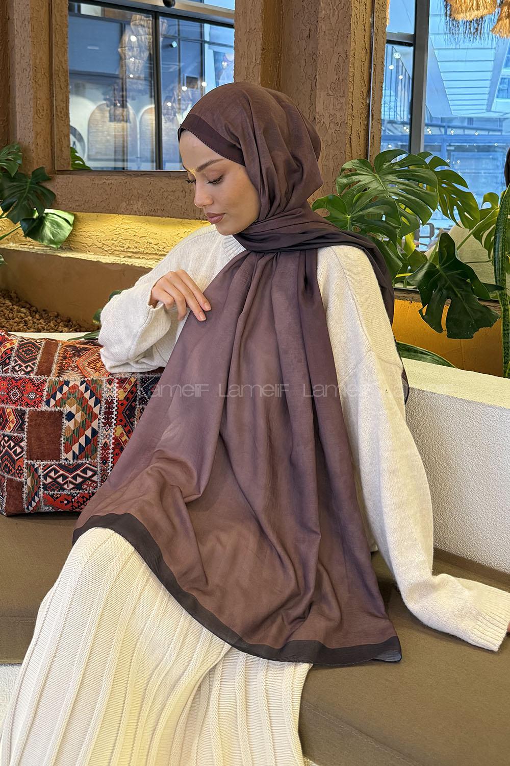 Chocolate Brown Cotton Fabric Straight Shawl