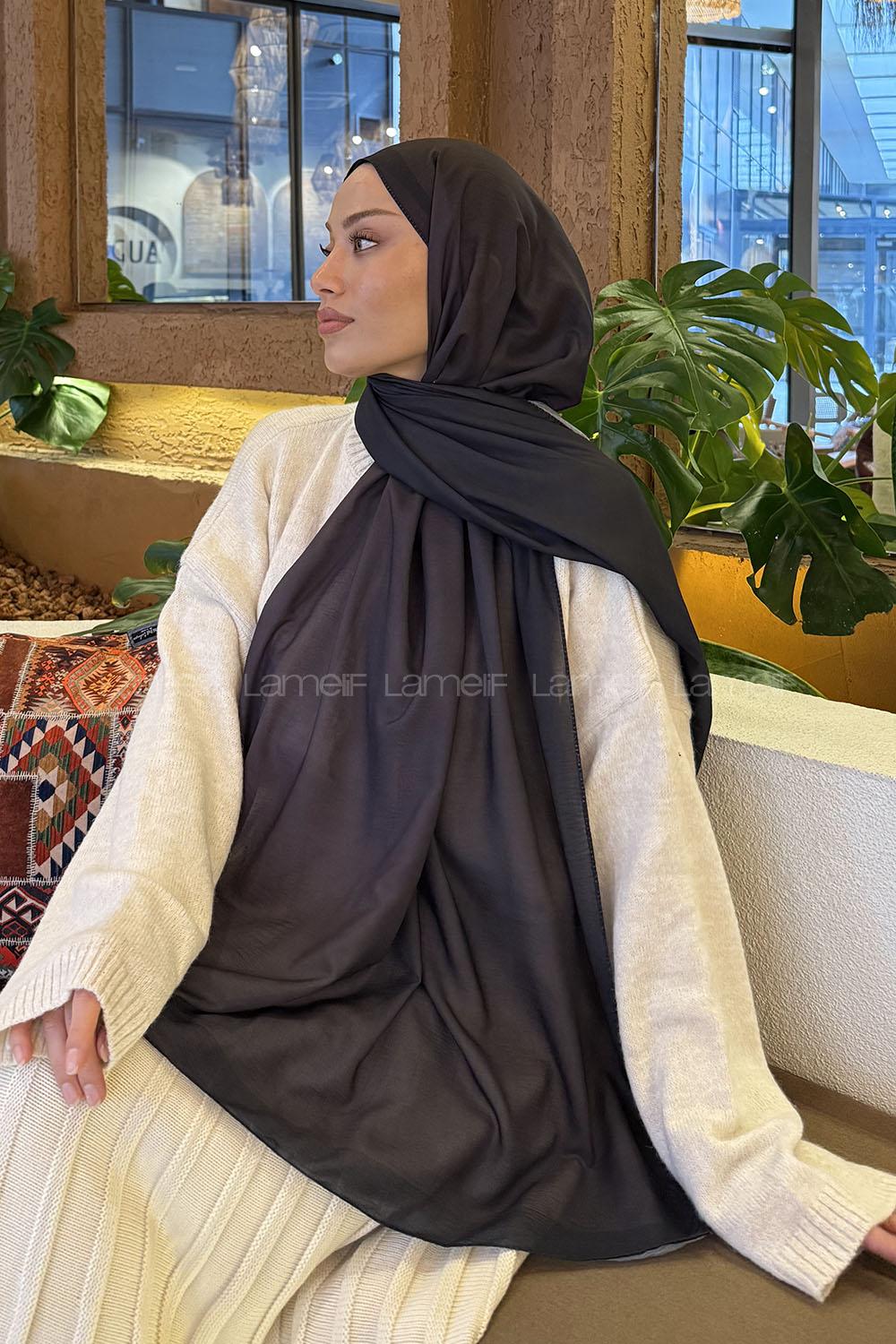 Black Brown Cotton Fabric Straight Shawl