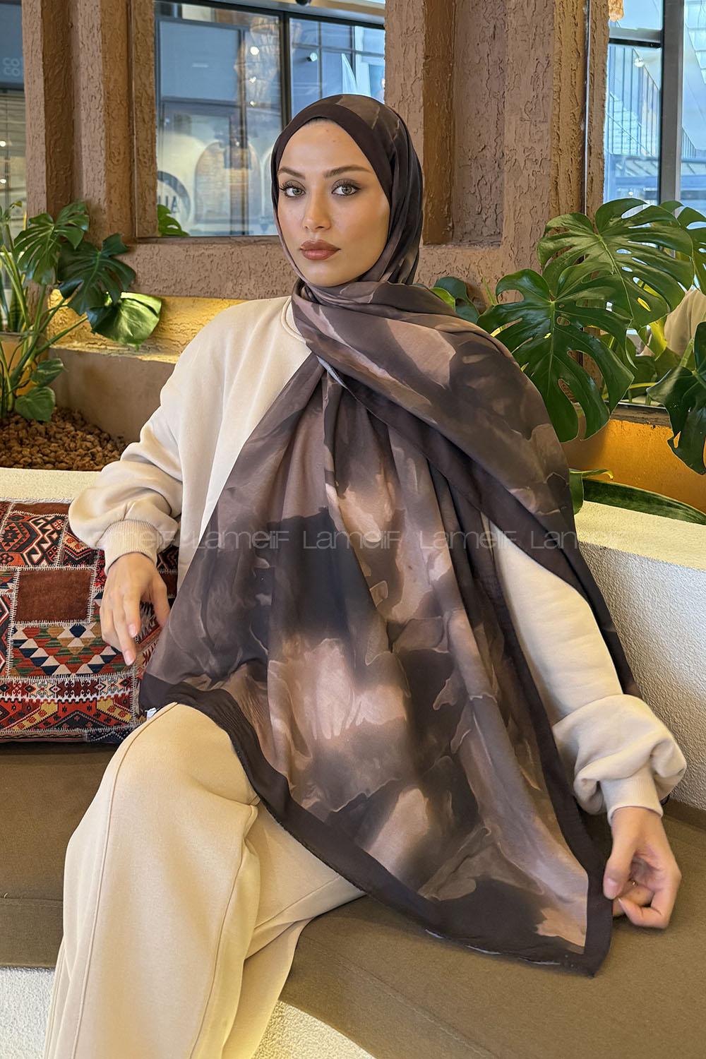 Bitter Brown Cotton Fabric Straight Shawl