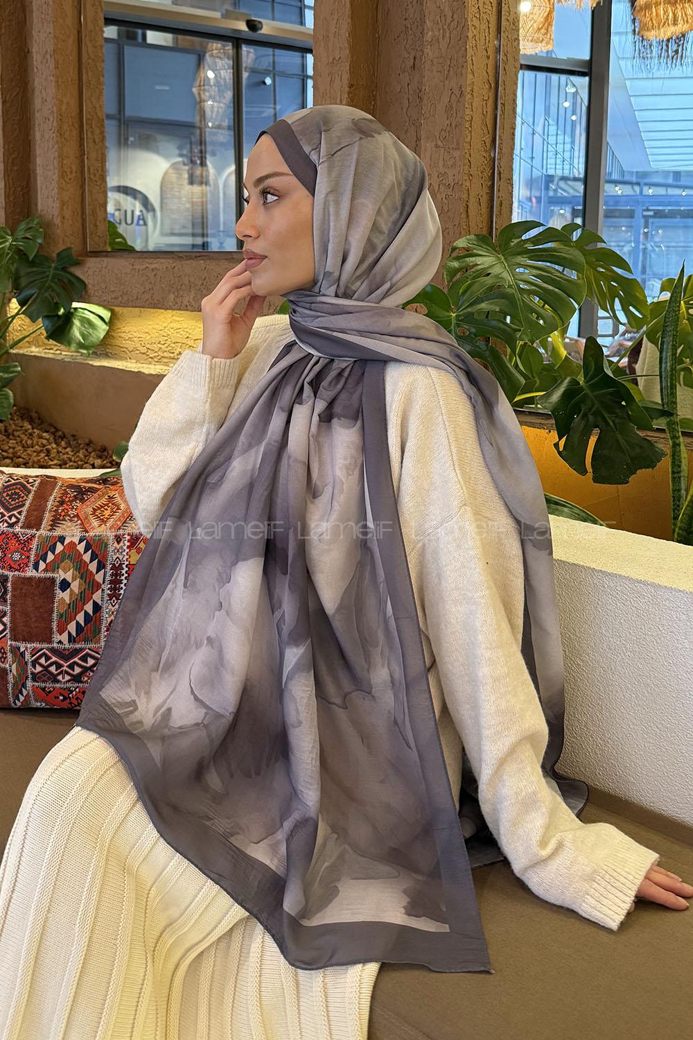 Anthracite Cotton Fabric Straight Shawl