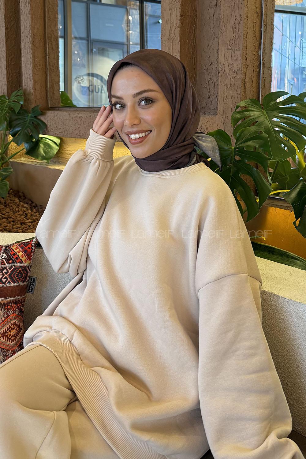 Lamelif Bulut Desen Soft Eşarp Acı Kahve