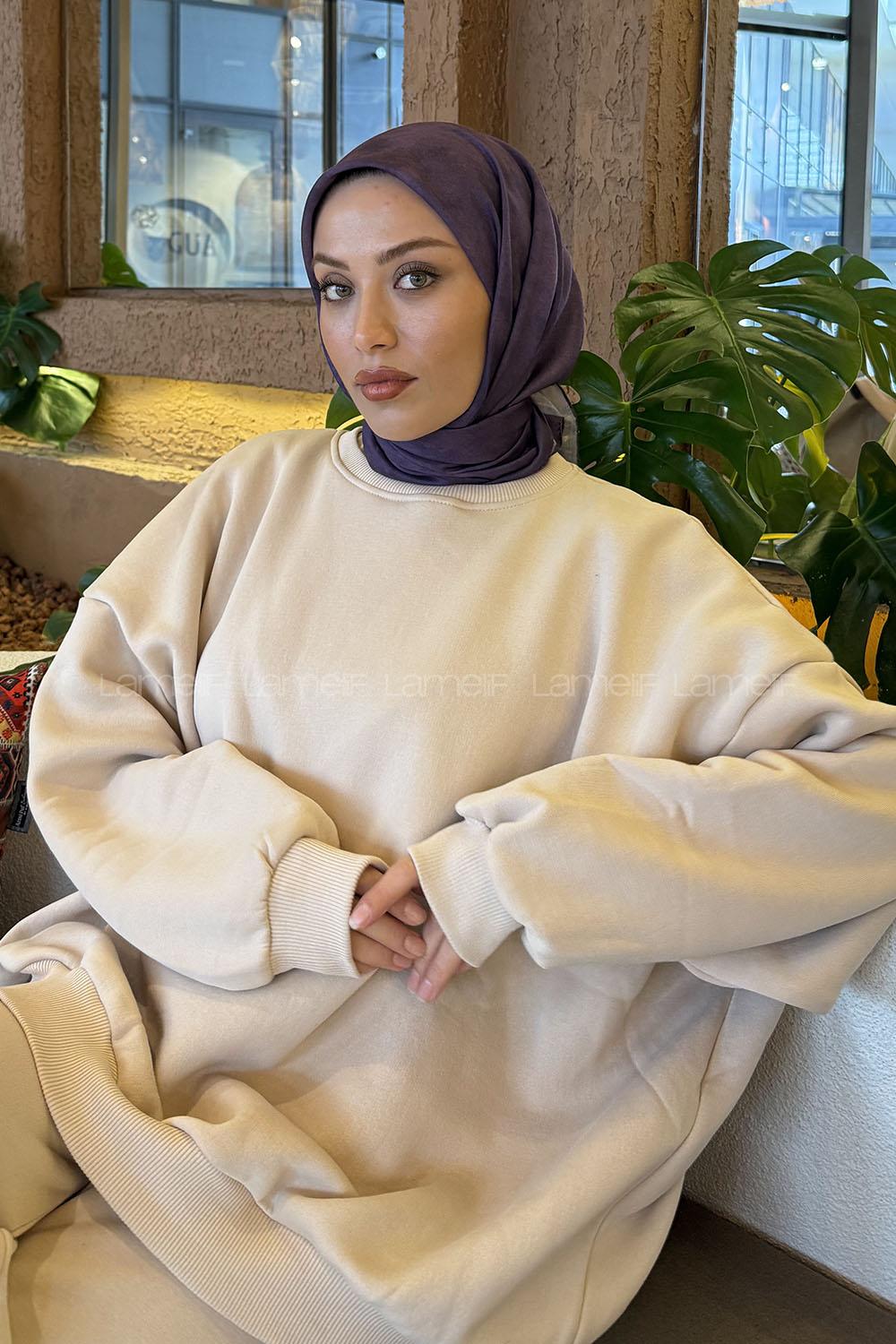 Lamelif Bulut Desen Soft Eşarp Eflatun