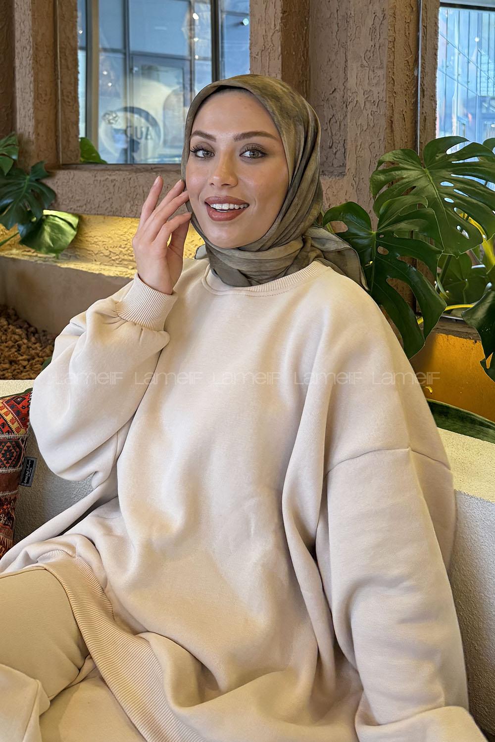 Lamelif Bulut Desen Soft Eşarp Mint Yeşili