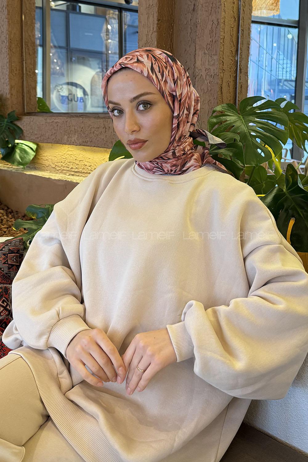 Powder Cotton Fabric Striped Flowering Straight Printed Scarf