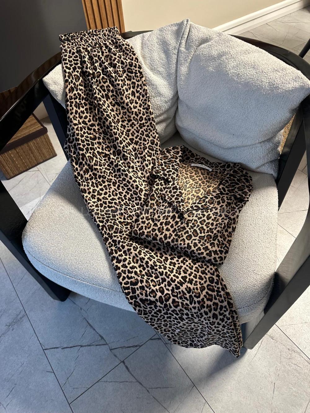 Lamelif Leopar Desen Pijama Takımı
