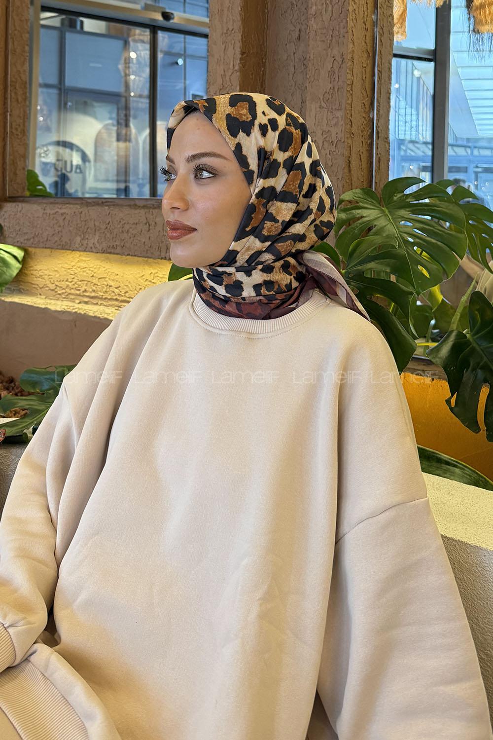 Claret Red Cotton Fabric Striped Flowering Straight Printed Scarf