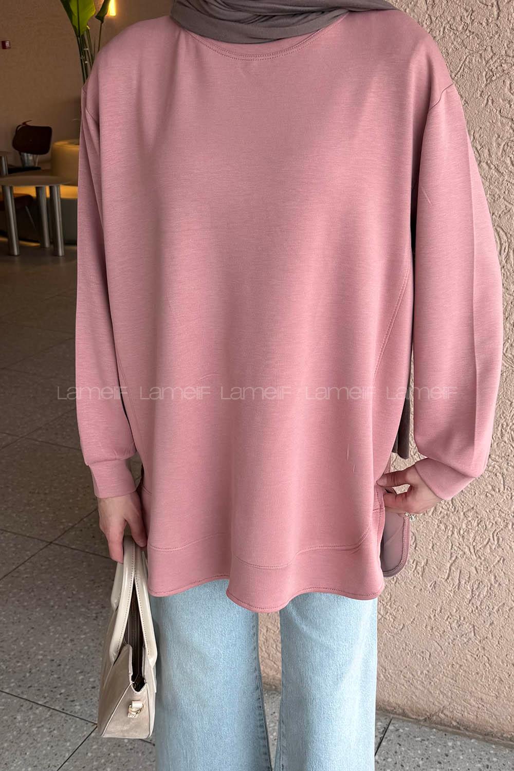 Lamelif Oysho Dikişli Sweat Gül Rengi