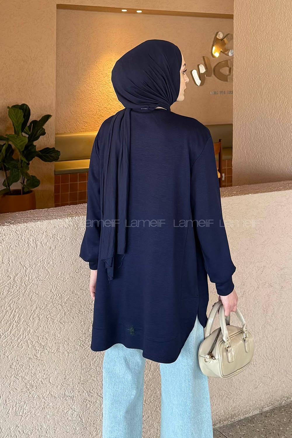 Lamelif Oysho Dikişli Sweat Lacivert