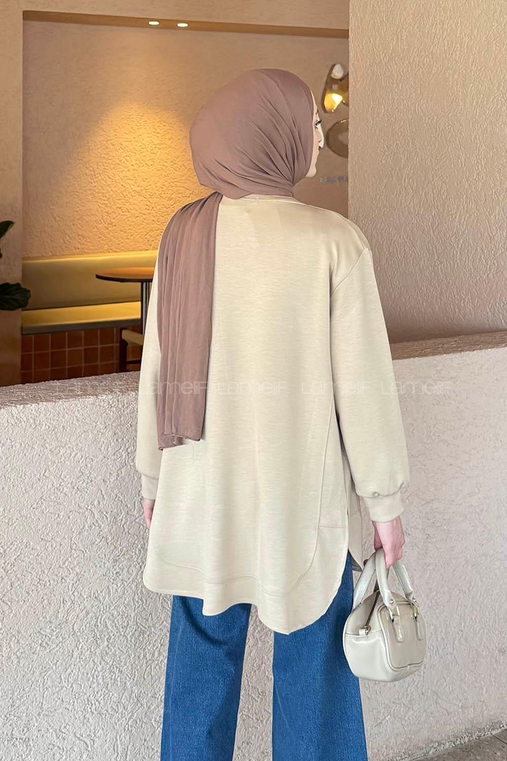 Lamelif Oysho Dikişli Sweat Sütlü Kahve