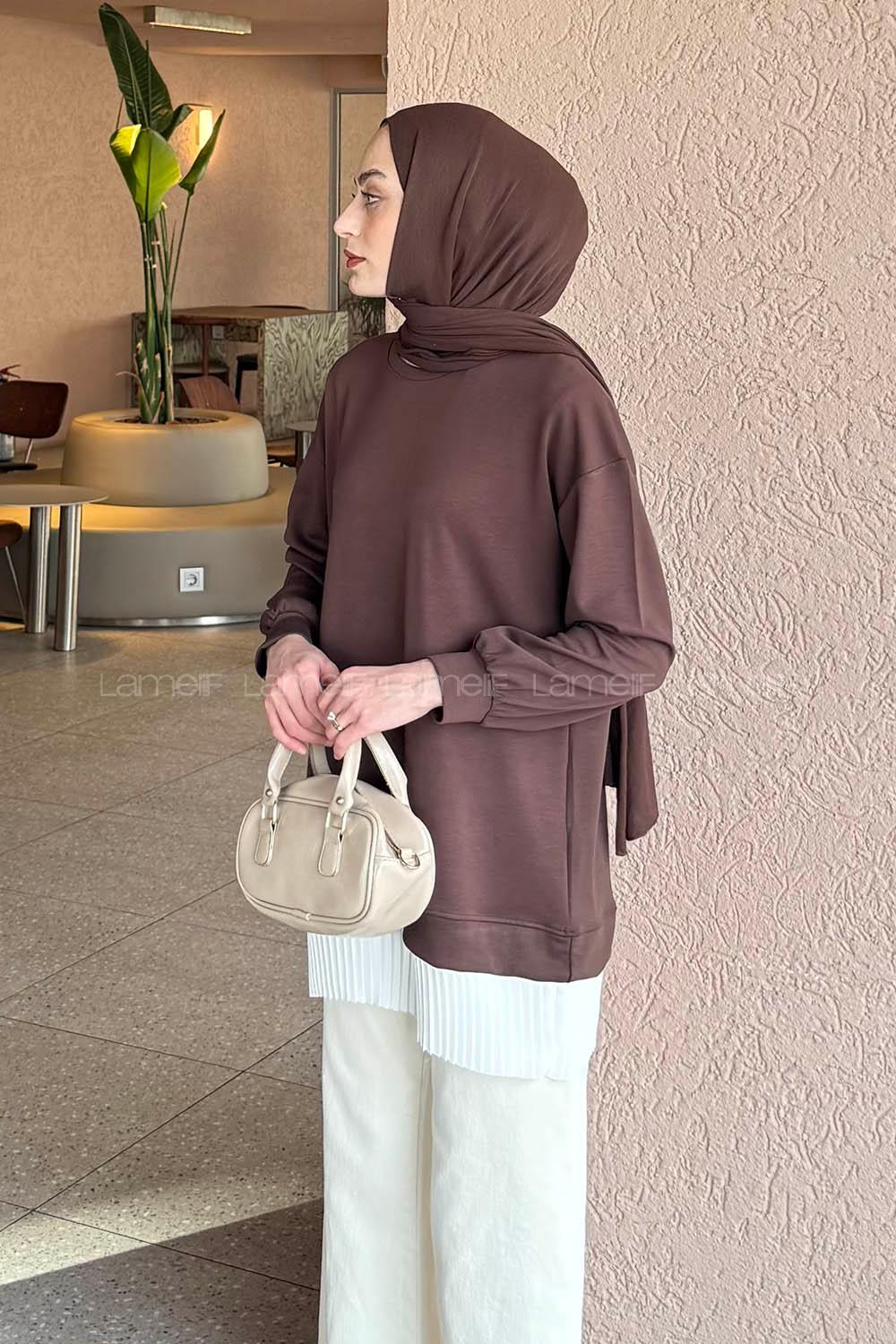 Bitter Brown Crew Neck Long Arm Sweatshirt