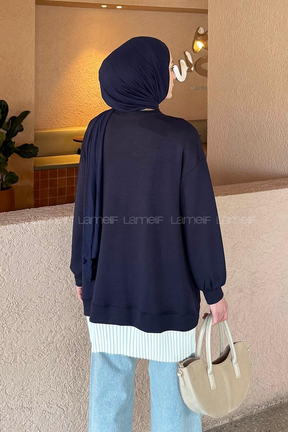 Lamelif Pilise Detaylı Tunik Siyah